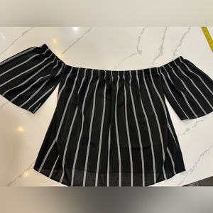 White House Black Market Off-Shoulder Striped Blouse